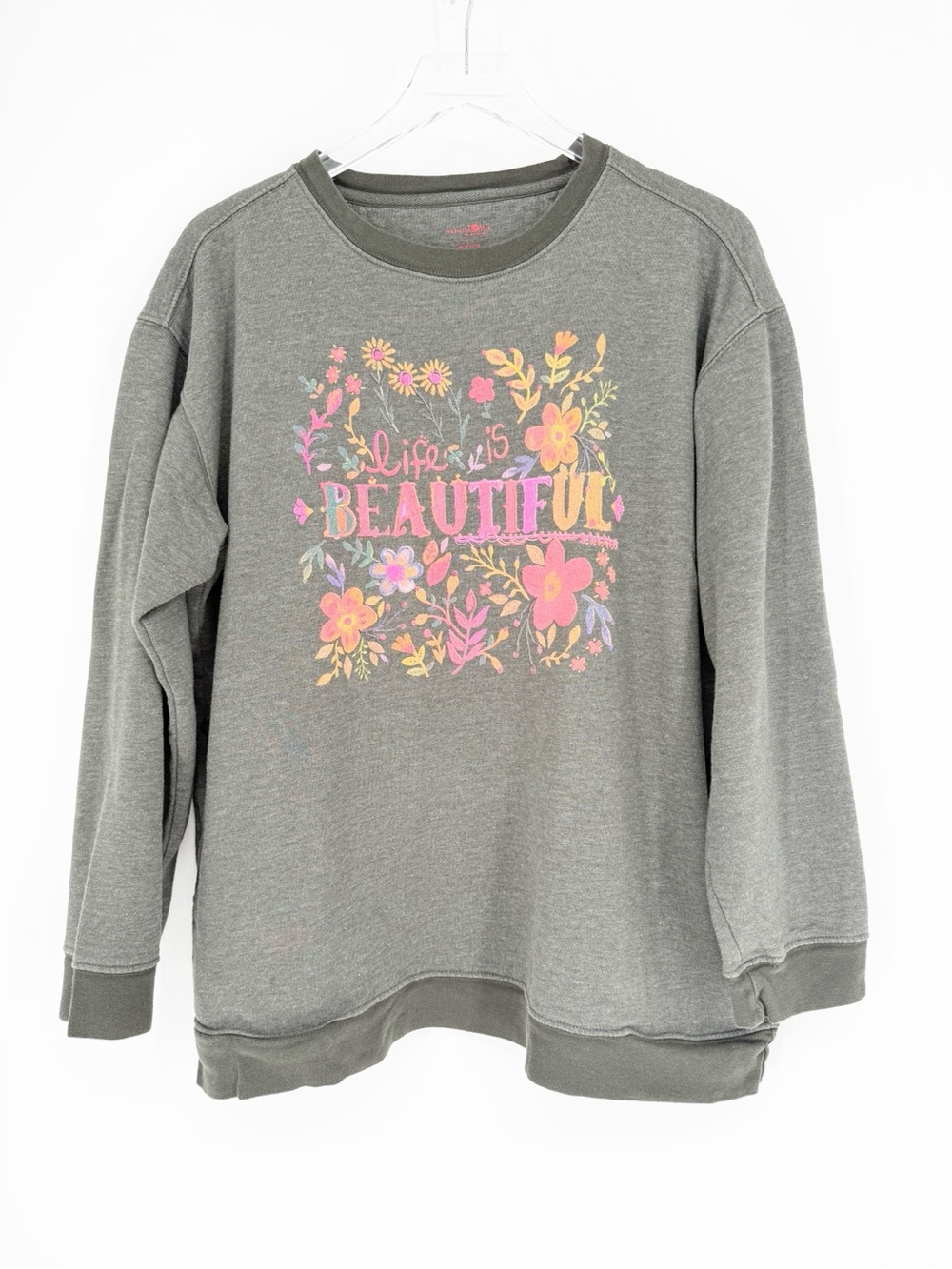 Natural Life Life is Beautiful Sweatshirt XL Green - Picture 2 of 6
